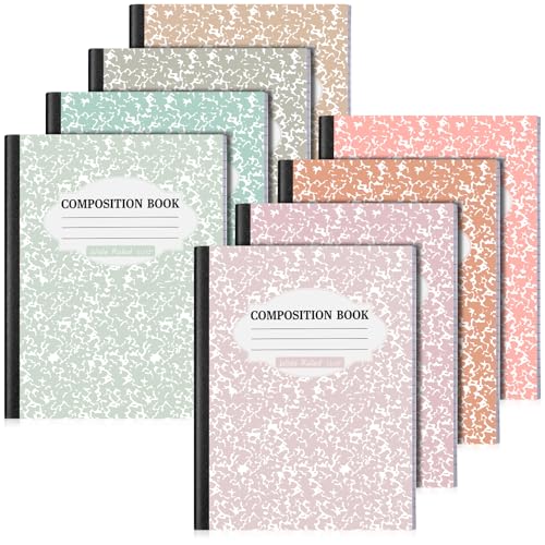 Colarr 8 Pack Composition Notebook Wide Ruled Marble, Boho Color - color: Boho Color