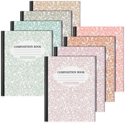 Colarr 8 Pack Composition Notebook Wide Ruled Marble, Boho Color - color: Boho Color