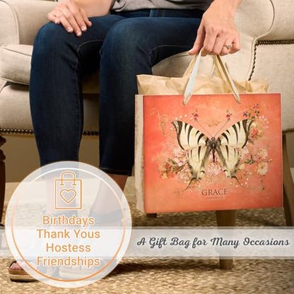 Christian Art Gifts Large Gift Bag with Card & Tissue Paper, Grace - color: Grace/Deep Orange, style: Large Landscape