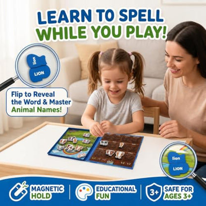 Travofun Magnetic 4-in-1 Animal Game | Travel Toys for Toddlers Ages 3-5 - style: 4-in-1 Animal Game