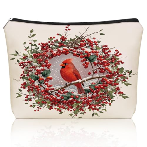 Cardinal Makeup Bag Mom Gift: Cute Red Bird Flower Themed Cosmetic & Toiletry Organizer Pouch For Daughters, Sisters, Friends,Teen Girls & Women.Ideal Christian Gift For Travel, Birthdays. - style: Cardinal Birds