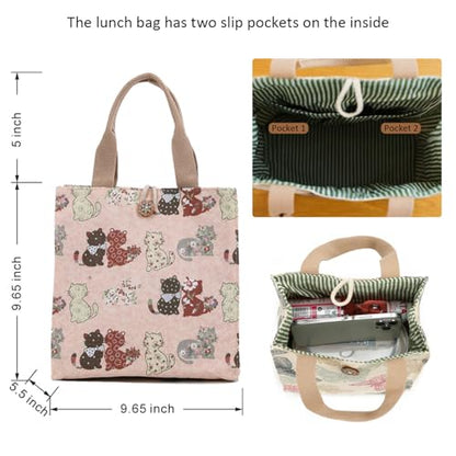 SNDEC Canvas Small Bible Bag for Girls and Women, Cute Mini Preppy Aesthetic Tote, Reusable Grocery Bag for Essentials - color: Pink
