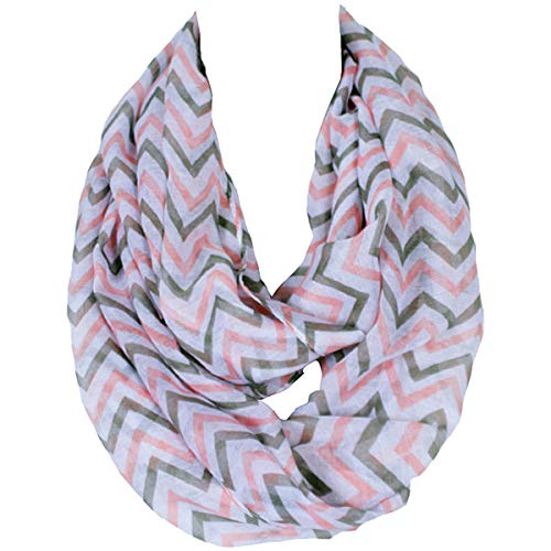 Lightweight Scarfs for Women Infinity Plaid and Striped Many Style - color: Pink