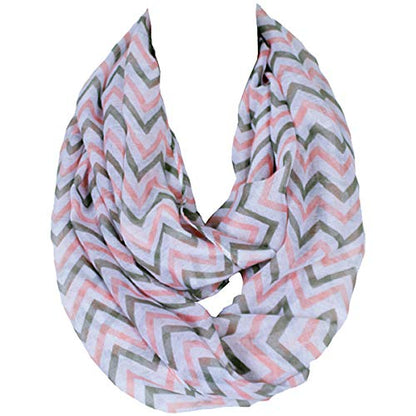 Lightweight Scarfs for Women Infinity Plaid and Striped Many Style - color: Pink