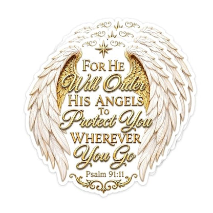 [3PCS] Psalm 91 Sticker, for He Will Order His Angels to Protect You - color: Psalm 91 Sticker