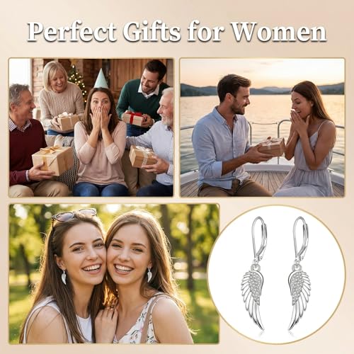Angel Wing Earrings for Women 925 Sterling Silver Wing Earrings Jewelry Gifts