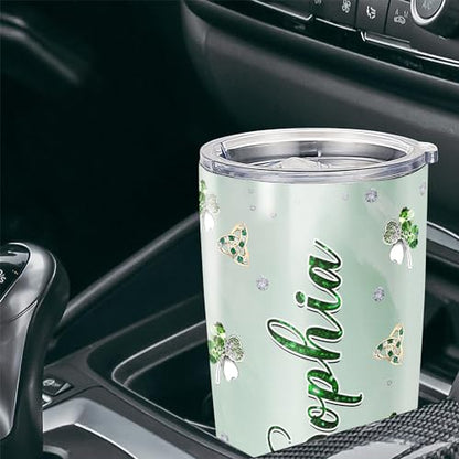 Dorris Personalized St Patricks Day Tumbler with Lid 20oz 30oz Stainless Steel Insulated Cups Travel Coffee Mug Customized Green Gifts for Women Christian - color: Patrick 1