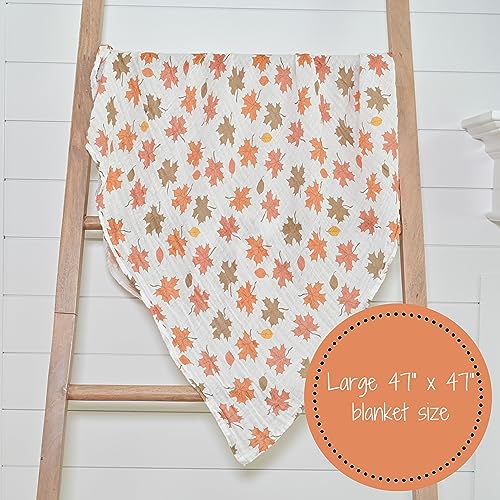 LollyBanks Muslin Swaddle Blanket, 47 x 47 in, Newborn Receiving Blanket - color: Unbe-leaf-able