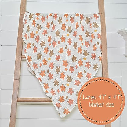 LollyBanks Muslin Swaddle Blanket, 47 x 47 in, Newborn Receiving Blanket - color: Unbe-leaf-able