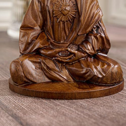 Jesus Figurine，Wooden Statue of Jesus Meditating - color: Jesus-b, size: 4 Inch