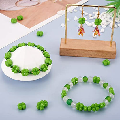 FASHEWELRY 100pcs Acrylic Clover Beads Acrylic St. Patrick's Day Beads Four Leaf Clover Beads Green Shamrock Loose Beads for Bracelets Necklaces Key Chains Jewelry Making - color: Clover