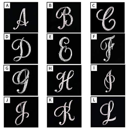 Letter Brooch Pins Initial Rhinestone Brooch for Women Crafts Silvery A-Z - color: Silver S