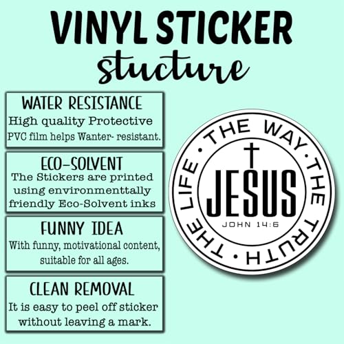 (3Pcs) Jesus The Way The Truth The Life Sticker Christian Inspirational Decals Decorate Books Laptop Phone Water Bottles Kindles Tumbler Waterproof Vinyl Stickers 3" Inch - color: Jesus the Way the Truth the Life