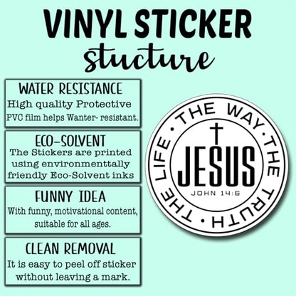 (3Pcs) Jesus The Way The Truth The Life Sticker Christian Inspirational Decals Decorate Books Laptop Phone Water Bottles Kindles Tumbler Waterproof Vinyl Stickers 3" Inch - color: Jesus the Way the Truth the Life