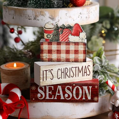 Lineshading 4 Pcs Christmas Table Decoration Wooden Hot Cocoa Santa Hat - style: Christmas