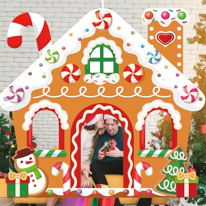 WovWeave Gingerbread House Photo Backdrop Selfie Frame 71 X 65 Inch - style: Gingerbread House