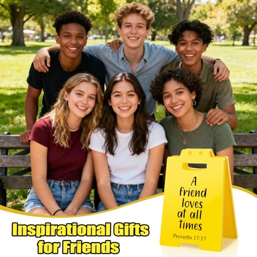 Christian Bestfriend Friend Gifts - A Friend Loves at All Times, Quote Proverbs 17:17, Bible Verse Religion Desk Sign Best Friend Gift for Women Men Bestie Galentines Valentines Day Birthday - style: A Friend Loves at All Times