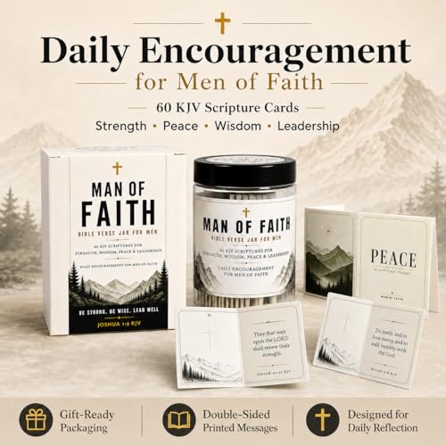 Bible Verse Jar for Men, 60 Scripture cards with bible verses, Gift for men - color: Man of Faith
