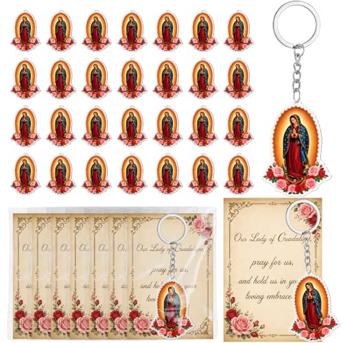 55 Set Our Lady of Guadalupe Recuerdos de Bautizo Keychains Favors