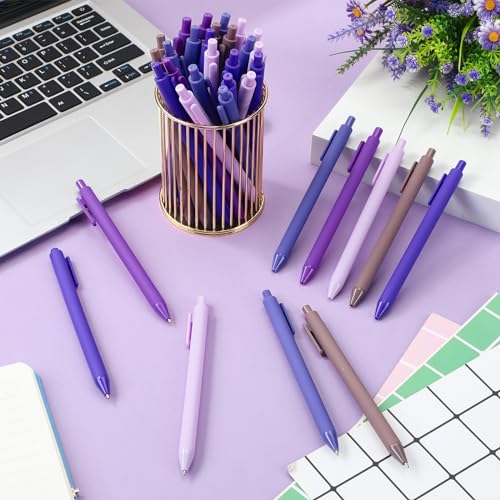 100 Pcs Ballpoint Gel Pens Bulk Retractable, Purple Series - style: Purple Series