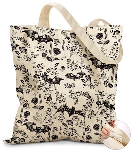 Miss Adola Canvas Tote Bag for Women with Zipper, Bat Flower - color: Bat Flower