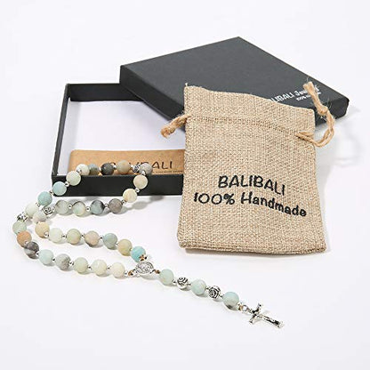 8mm Handmade Anglican Prayer Beads Rosary for Women - color: Silver(Amazonite)