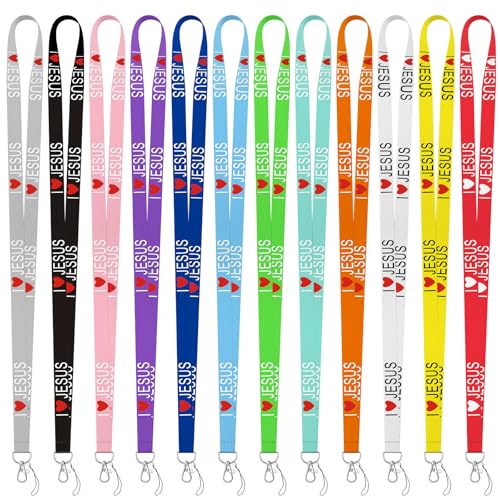 Motipuns 24 Pcs Christian Lanyard Bulk for ID Badge Christian Gifts - style: Jesus