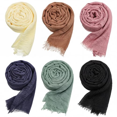 Geyoga 6 Pcs Women Scarf Shawl Hijab Scarves - color: Elegant Tones