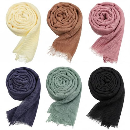 Geyoga 6 Pcs Women Scarf Shawl Hijab Scarves - color: Elegant Tones