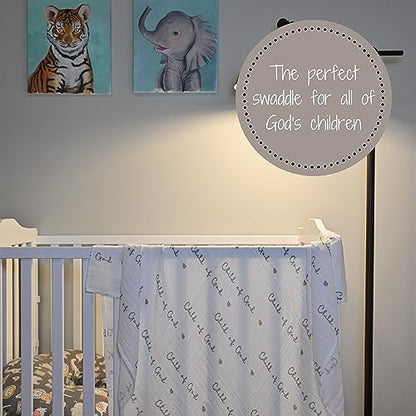 LollyBanks Muslin Swaddle Blanket, 47 x 47 in, Newborn Receiving Blanket - color: Child of God