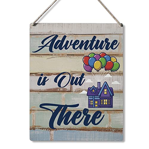 Qious Inspirational Signs Gift Farmhouse Adventure is Out There Wooden Hanging Sign Rustic Art Wall Home Living Room Bedroom Kitchen Decoration 10 x 8 Inches - color: isoutt