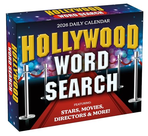 Hollywood Word Search 2026 Daily Desk Calendar: Boxed Page-a-Day Puzzle Calendar with Day-to-Day Word Searches on Movies, Stars & Pop Culture - color: Hollywood Word Search