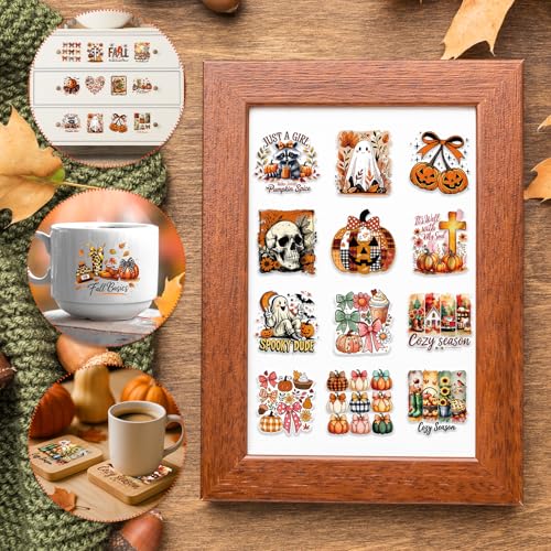 Rngmsi Fall Ghost Pumpkin UV DTF Cup Wrap, 30 Sheets UVDTF Stickers - style: Fall Ghost Pumpkin