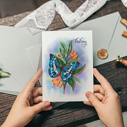 Thinking of You Butterfly Card, 5in x 7in, Blank Inside, Envelope Included, Perfect for Birthdays, Thank You, Anniversaries - color: Butterfly Thinking Of You