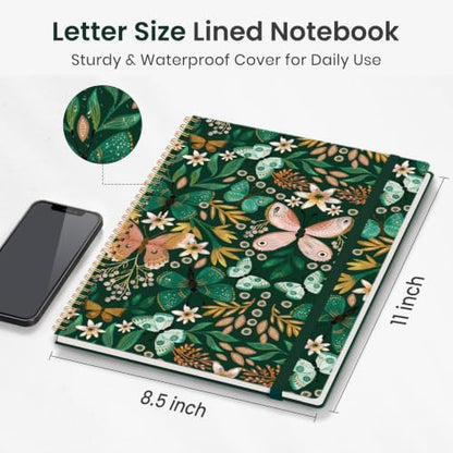 Taja Large Spiral Lined Journal for Women and Men, Notebook for Work - color: B-Butterfly
