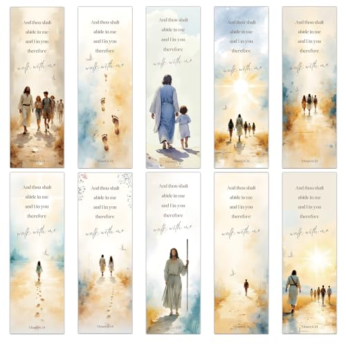 Wxiben Christian Jesus Bookmarks Gifts - 100 Pcs Bible Verse Paper Bookmarks Wallk with Me Scripture Book Markers Page Clip Faith Gift for Women Men Book Lovers Bible Study Church Reading Supplies - color: Christian Jesus