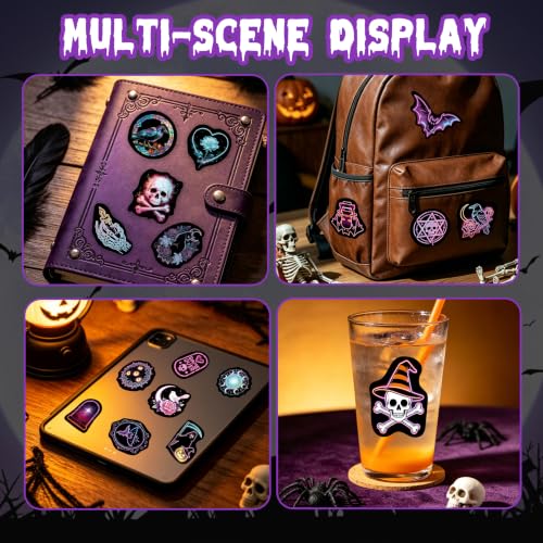 Halloween Neon Stickers 50 Pieces, Spooky Vinyl Decals for Party - color: Non-luminescent-500ksyy