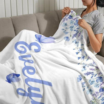 Customized Butterfly Baby Blanket - Personalized Soft Fleece Bed Throw for Newborns, Toddlers - Girls & Boys - Birthday & Christmas - color: Design09