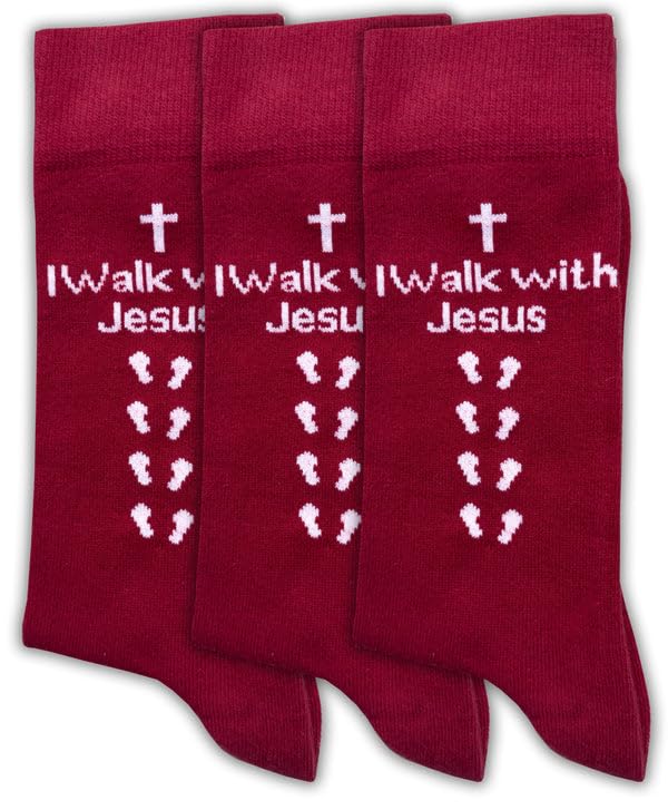 Sierra Socks Men's Combed Cotton Christian Cross Crew Socks - color: 3pr Red, size: 10-13
