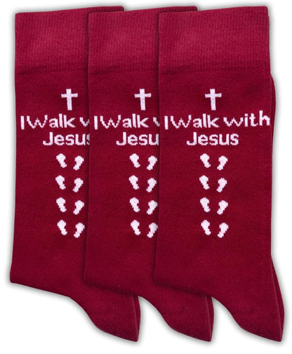 Sierra Socks Men's Combed Cotton Christian Cross Crew Socks - color: 3pr Red, size: 10-13