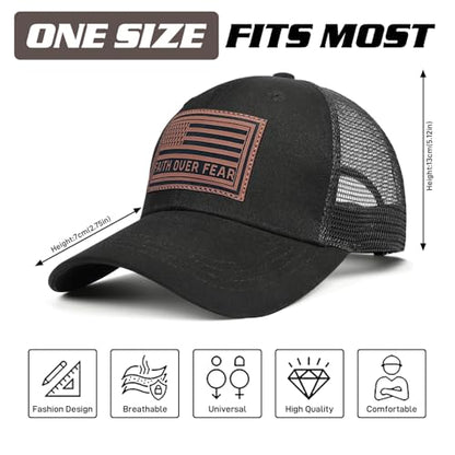 Christian Hats for Men Women, Faith Over Fear Hat - color: Flag Cross