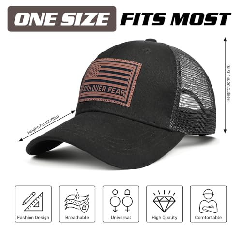 Christian Hats for Men Women, Faith Over Fear Hat - color: Flag Cross