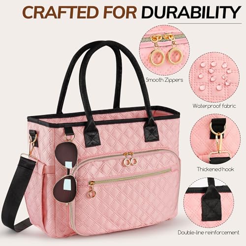 Large Bible Bag with Bible Cover Case for Women Quilted Church Tote Bags for Bible Study, Adjustable Shoulder Strap - color: Green