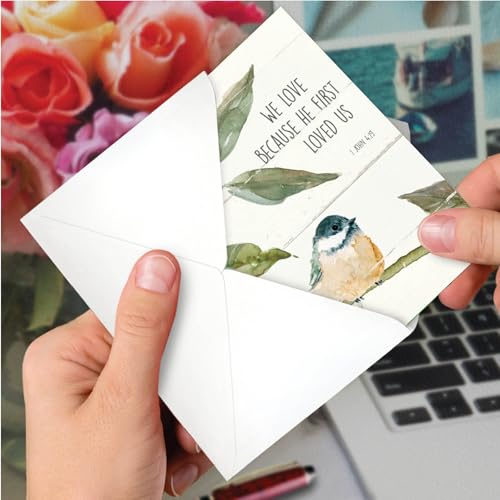 The Best Card Company - Anniversary Greeting Card with Envelope - Loving Stationery for Spouse - Scripture Birds C7108JANG - style: Scripture Birds
