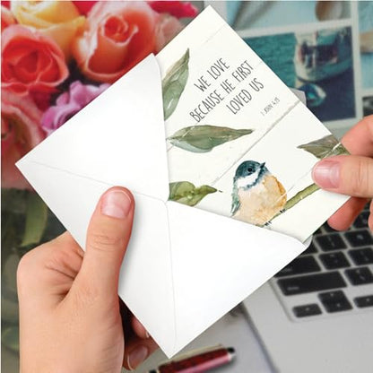 The Best Card Company - Anniversary Greeting Card with Envelope - Loving Stationery for Spouse - Scripture Birds C7108JANG - style: Scripture Birds