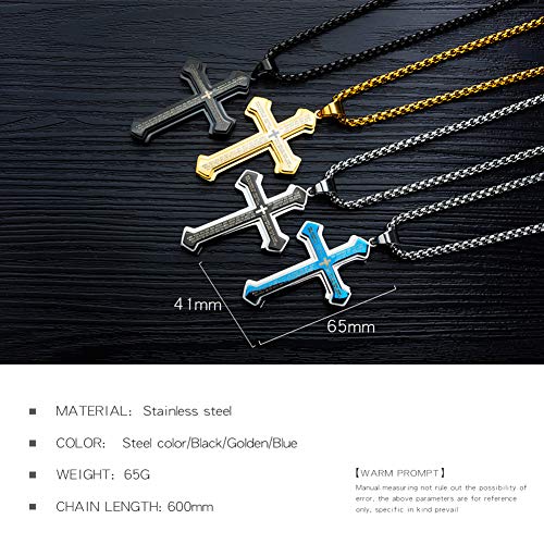 OLEVS Men's Cross Pendant Necklace Large Stainless Steel Cross Pendant Necklace for Men Women - color: gold