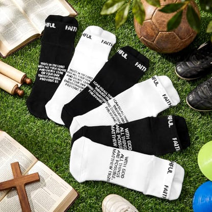 Janmercy 6 Pairs Christian Ankle Socks Fit Us Size 6-13 - color: Black,white
