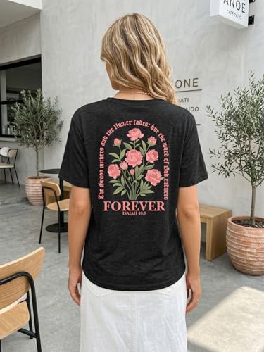 Christian Shirts for Women Faith Bible Verse Shirt Pray Graphic Tops - color: Darkgray-1, size: Large