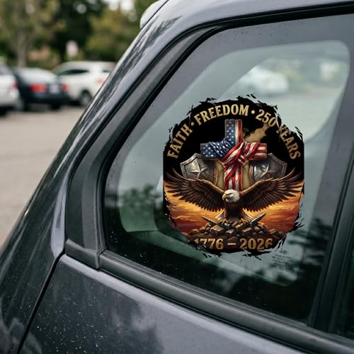 Faith Freedom Eagle Cross Patriotic Car Decal - color: Sticker Rocket Eagle