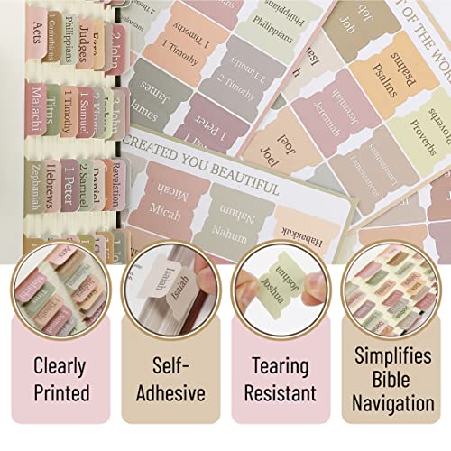 Mr. Pen- Bible Tabs, 75 Boho Theme Laminated Tabs for Women and Men - color: Boho